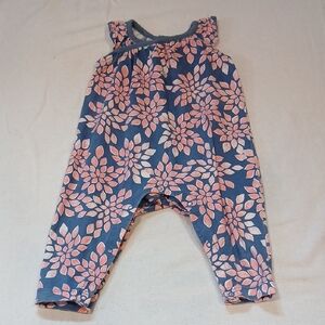 Tea Collection Blue and Pink Floral Baby Romper